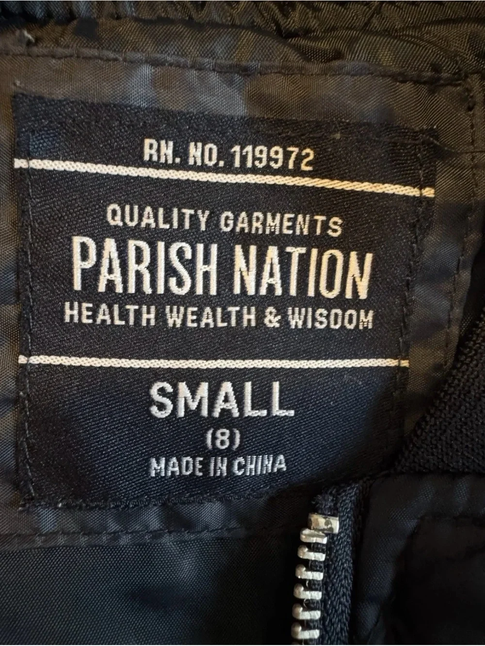 Parish Nation Boys Size 8 Navy Blue Quilted Satin Bomber Jacket Zip Pockets